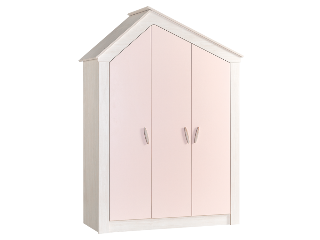 Трикрилен детски гардероб PINK HOUSE